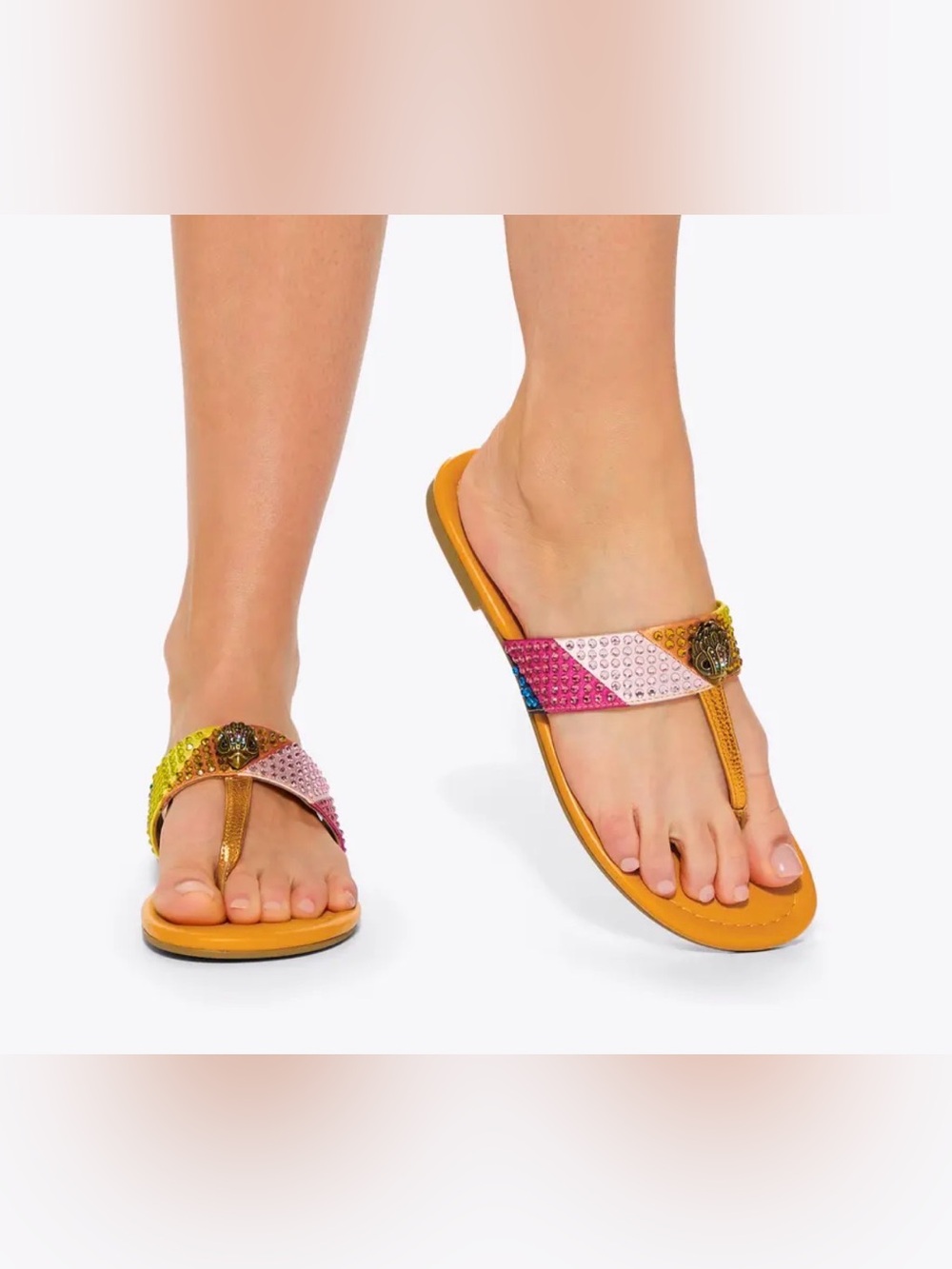 Kurt Geiger Multicolor Jeweled Thong Sandals - Yellow Base